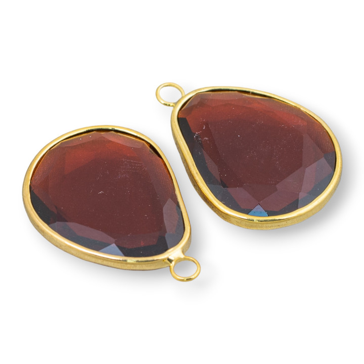 Conector Componente Conjunto De Cristales Mango Irregular 20x25mm Con 1 Anillo 10pcs Marrón Dorado