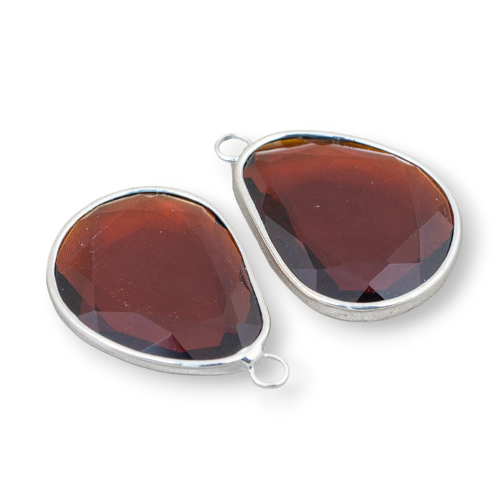 Juego de conectores de componentes de cristales de mango irregulares 20x25 mm con 1 anillo 10 piezas marrón rodio