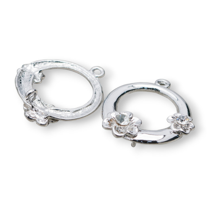 Brass Spacer With Rhinestone Flower 25mm 25pcs White