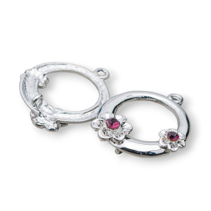 Intercalaire Laiton Avec Fleur Strass 25mm 25pcs Violet