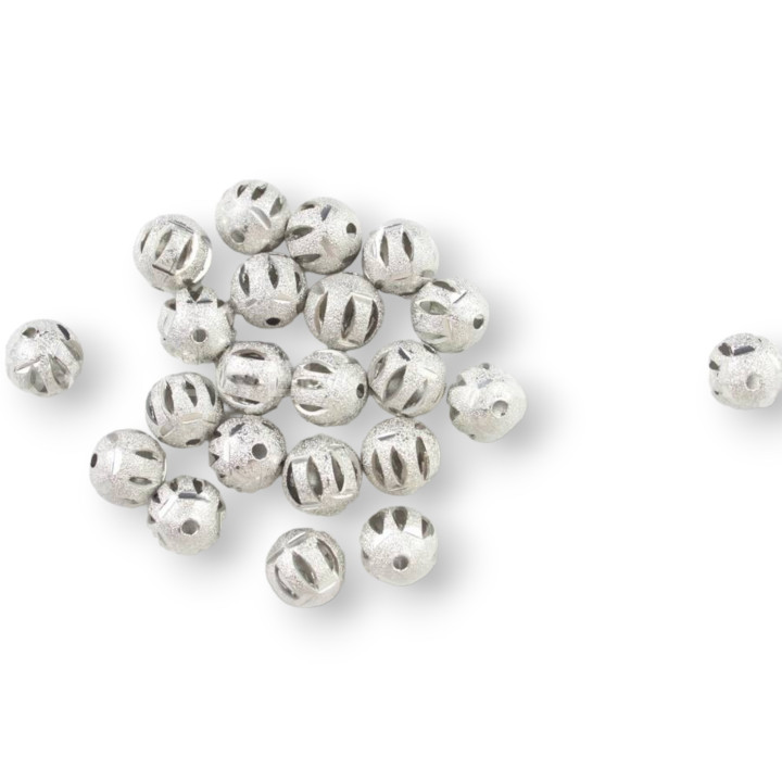 Brass Ball Spacer 12mm 150gr Rhodium-Plated Satin Patterned