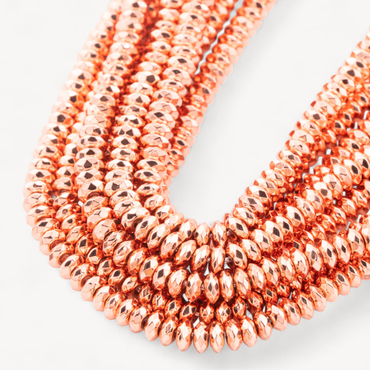 Hämatit Rondelle facettiert 6x3mm Roségold