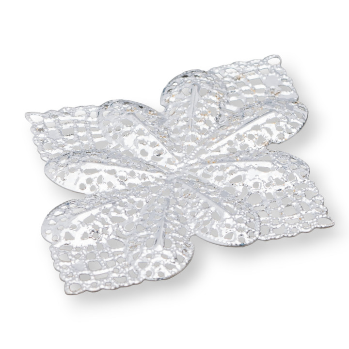 Messing Filigran Raute 65x77mm 20St Rhodium