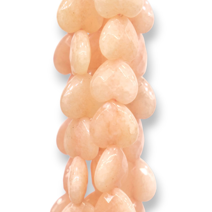 Pink Jade Heart Faceted Flat 12mm