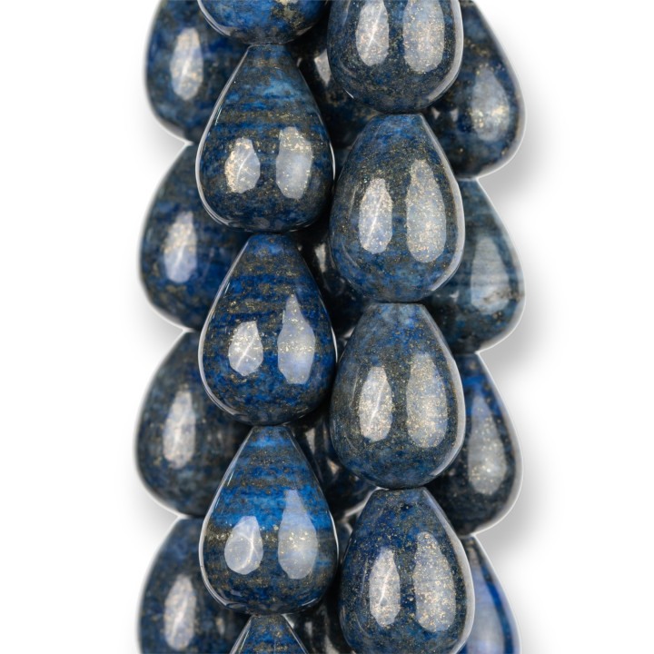 Rohblaue Lapislazuli-Tropfen Glatte Briolette 13x18mm Dunkel
