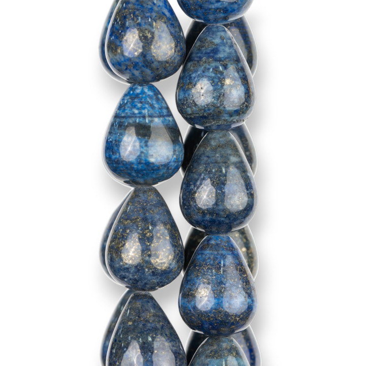 Gotas de briolette suave de lapislázuli azul crudo 15x20mm