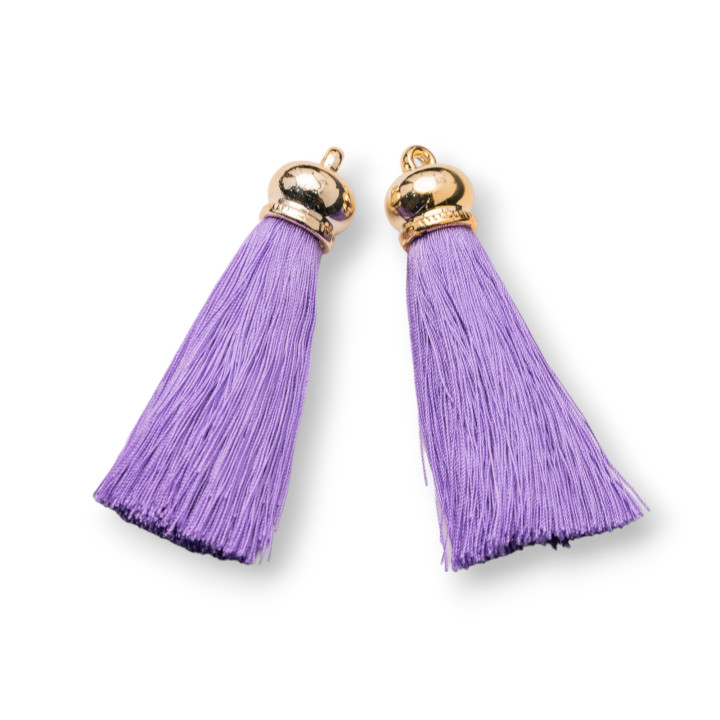 Quasten mit Messingbecher 16x70mm 6St Golden Lilac