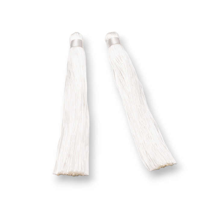 Fabric Tassels 10x120mm 20pcs White