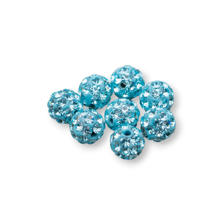 Boules Strass Trou Traversant Rond 04mm 20pcs Bleu Clair