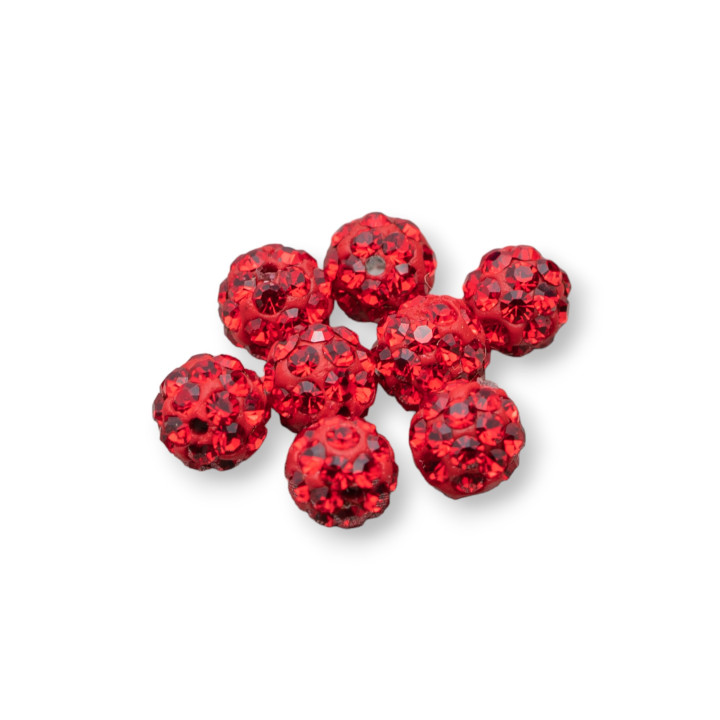 Boules Strass Trou Traversant Rond 04mm 20pcs Rouge