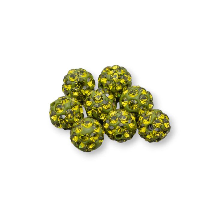 Palline Di Strass Foro Passante Tondo  4mm 20pz Verde Peridoto
