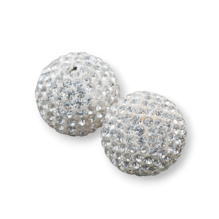 Boules Strass Trou Demi Rond 12mm 10pcs Blanc