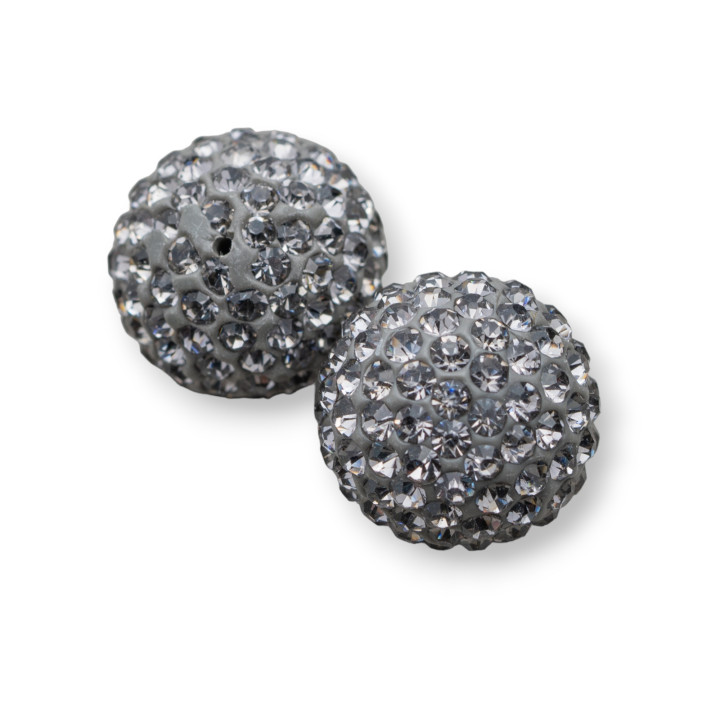Boules Strass Trou Demi Rond 14mm 8pcs Gris