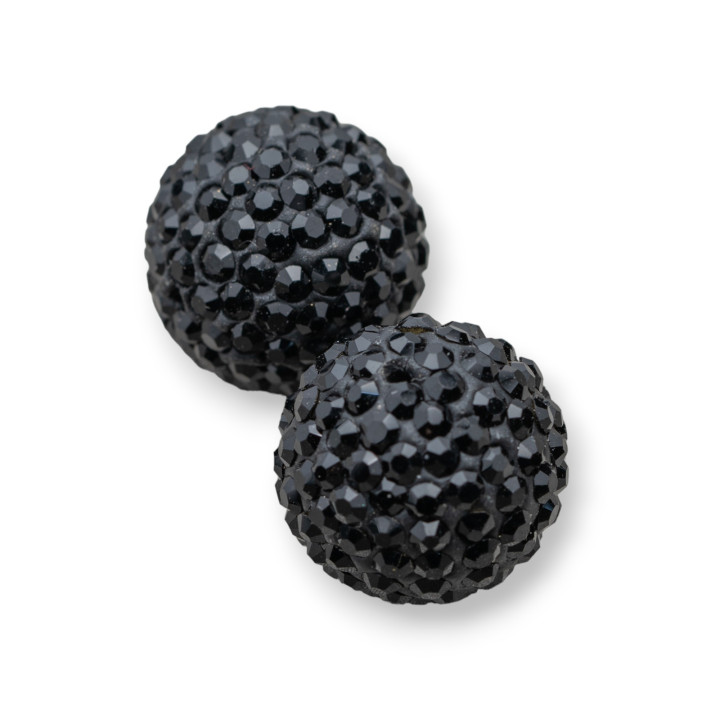 Palline Di Strass Mezzo Foro Tondo 14mm 8pz Nero