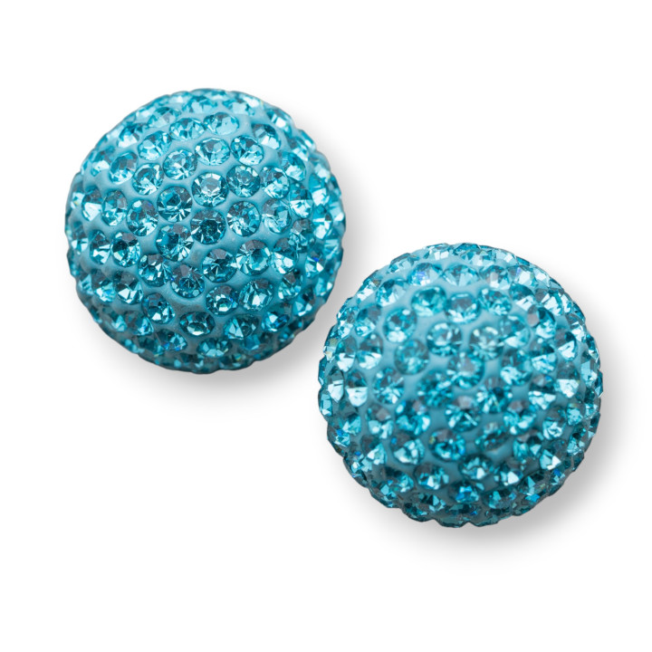 Μπάλες Rhinestone Μισόκυκλη Τρύπα 16mm 6τμχ Ανοιχτό Μπλε