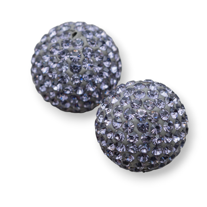Boules Strass Trou Demi Rond 16mm 6pcs Lilas