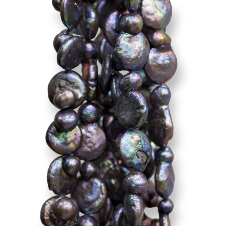 Perle Di Fiume Barocche Economiche 10-15mm Grigio Scuro