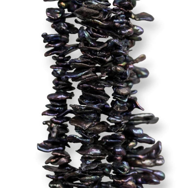 Peacock Scale Pearls with Side Hole 10-16mm Dark Grey