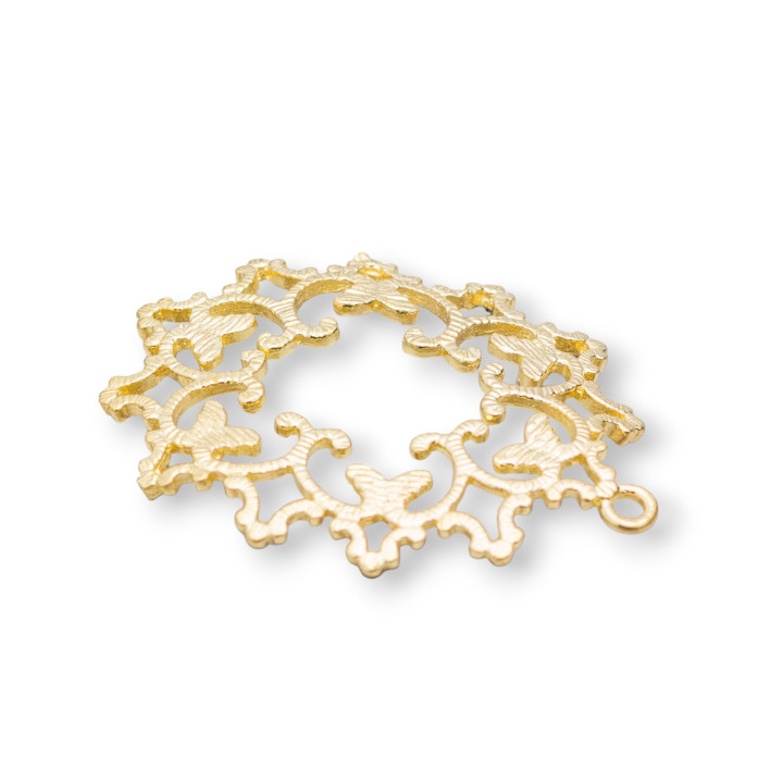 Pendentif Composant Bronze Cercle Perforé Style Empire 27x29mm 22pcs