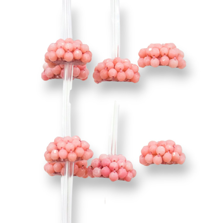 Pietra Mora Intrecciata Semisfera Di Corallo Bamboo Rosa 15mm 11pz