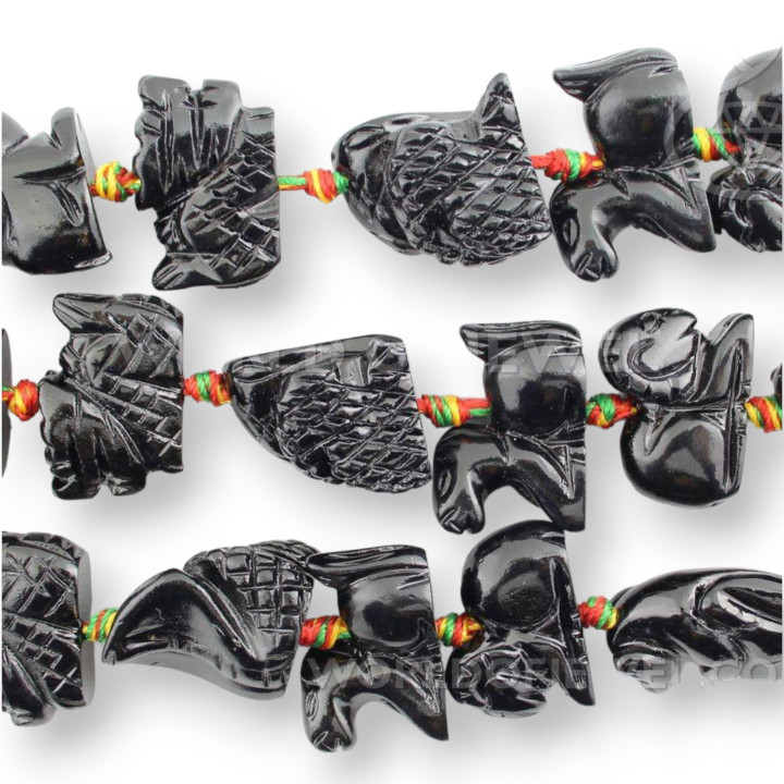 Resina Animal Mixto 18x23mm 12pcs Negro