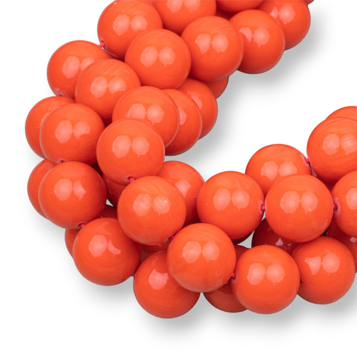 Smooth Round Orange Coral Imitation Resin 10mm