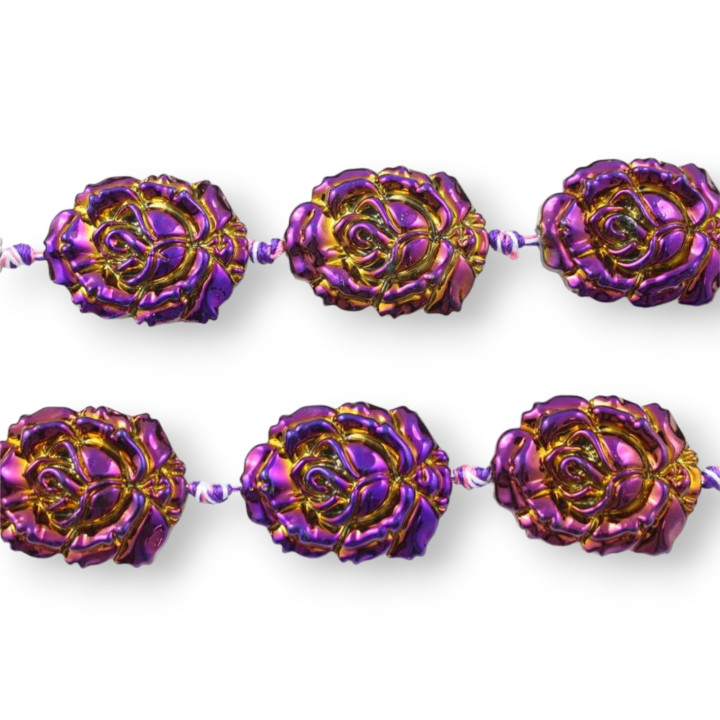 Glasierte Kristallrosen 24x32mm 11St. Boreal Purple
