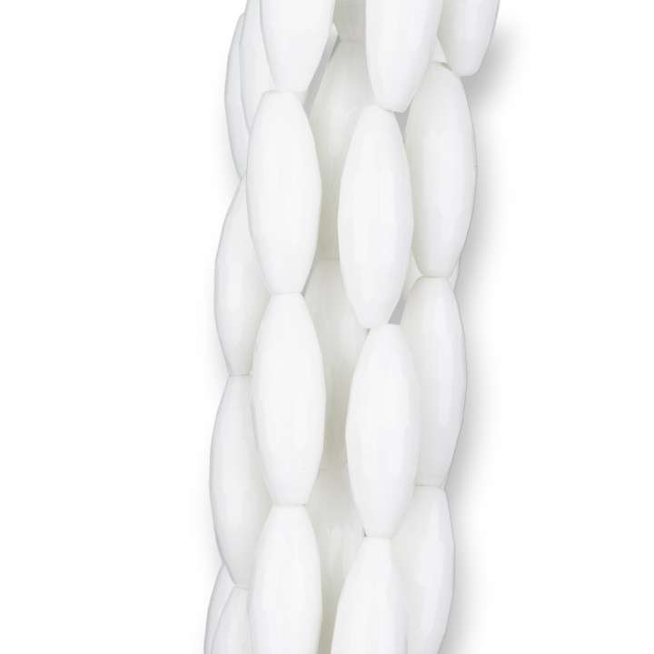 Weißer Achat Facettierter Reis Synt 10x30mm Zweite Wahl