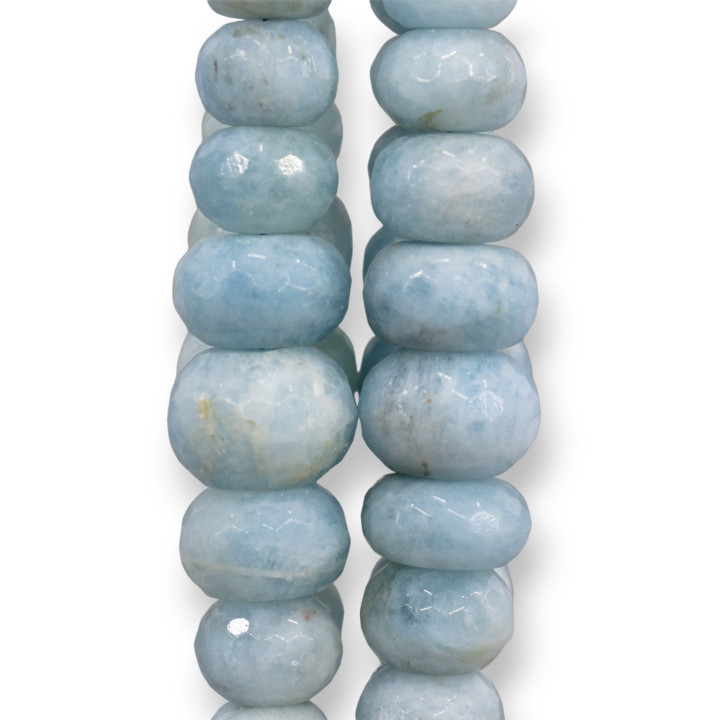 Raw Aquamarine Milk Faceted Rondelle A Gradation 07-21mm