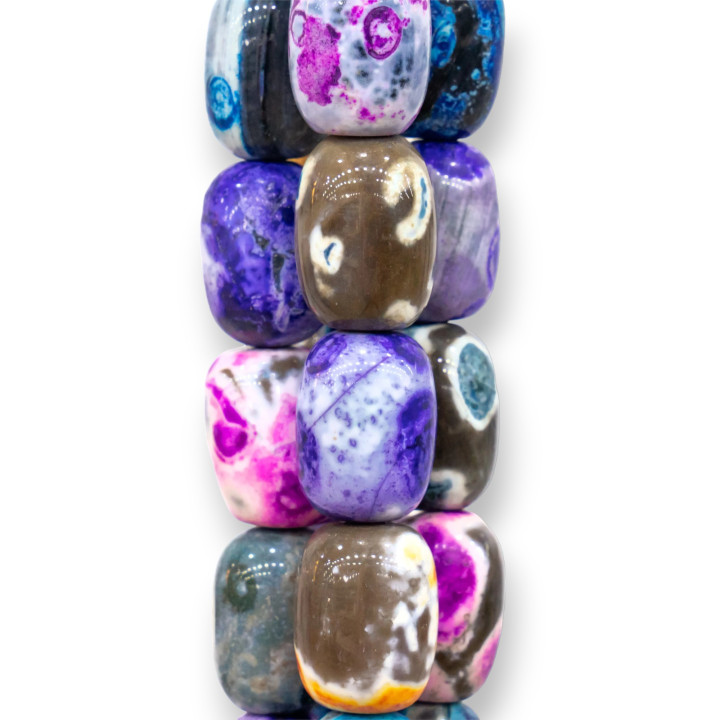 Agate Bicolore Striée Corps 13x18mm Multicolore