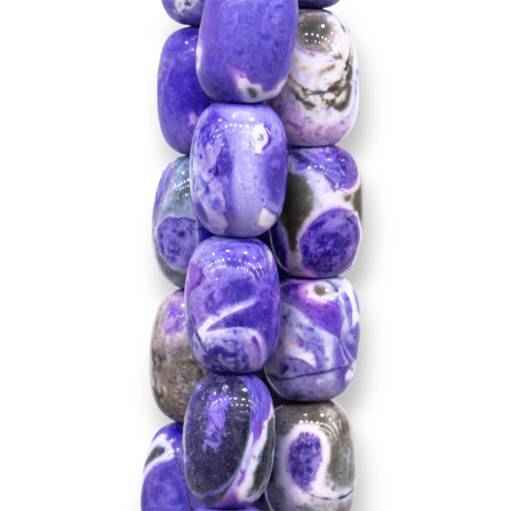 Agate Bicolore Rayée 13x18mm Corps Noir et Violet