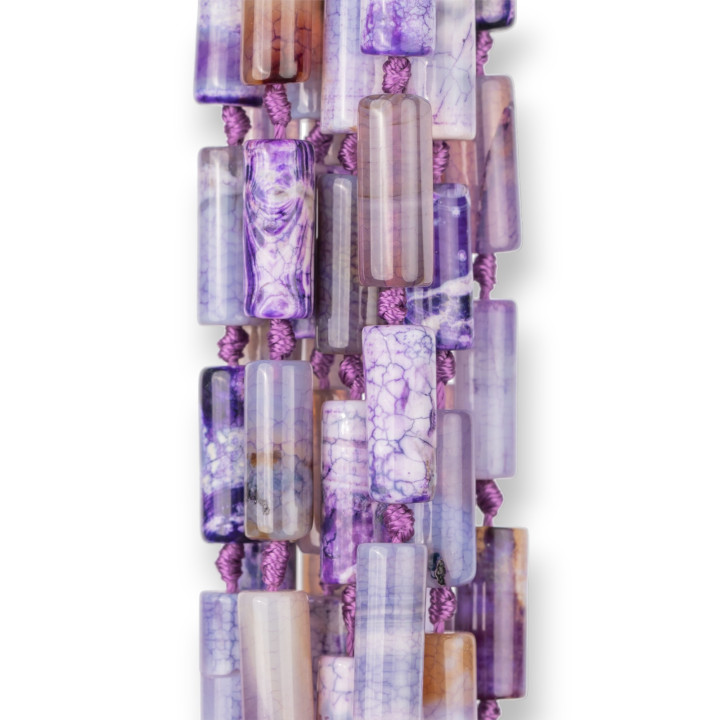 Bicolor Striated Cylinder Agate 8x20mm Light Purple