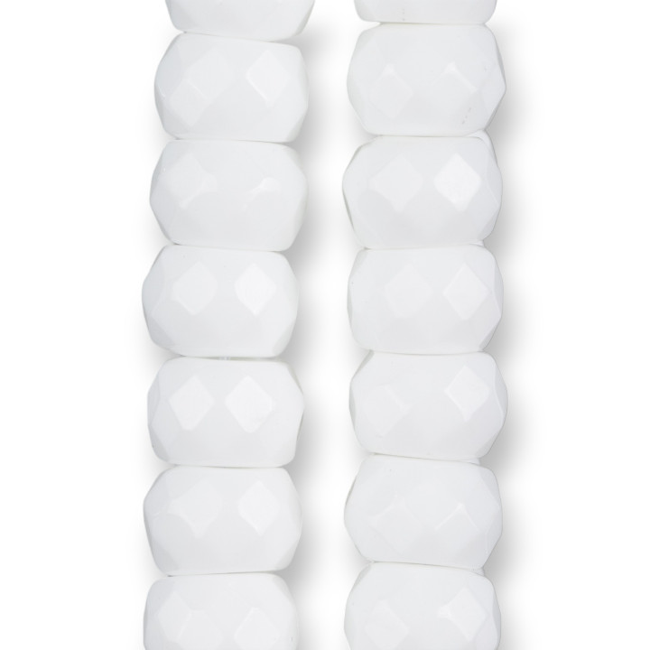 Weißer Achat Rondelle facettiert Synt 16x12mm