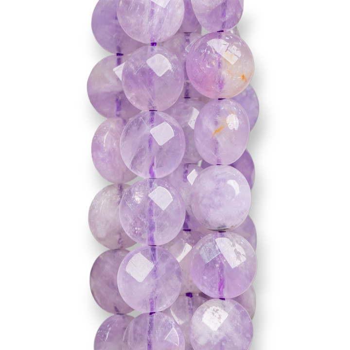 Lavendel Amethyst flach rund facettiert 10mm