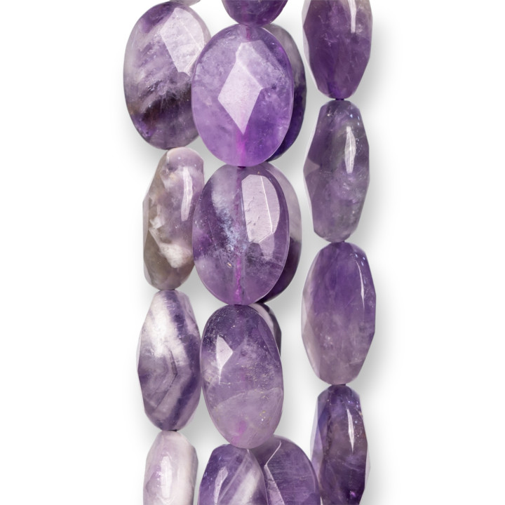 Flacher, ovaler, facettierter Amethyst, 15 x 20 mm, klar, rau