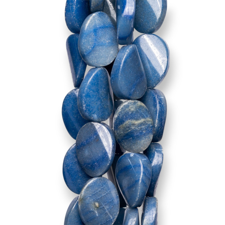 Aventurinblau Oval Flach Wellpappe 15x20mm Dunkel