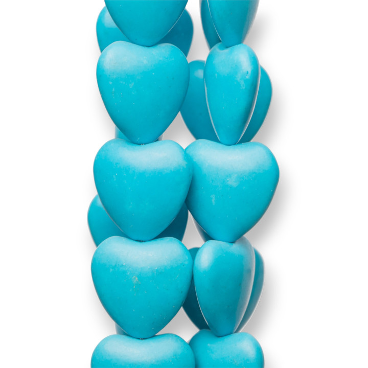 Aulite Turquoise Magnésite Lisse Coeur Plat 18mm