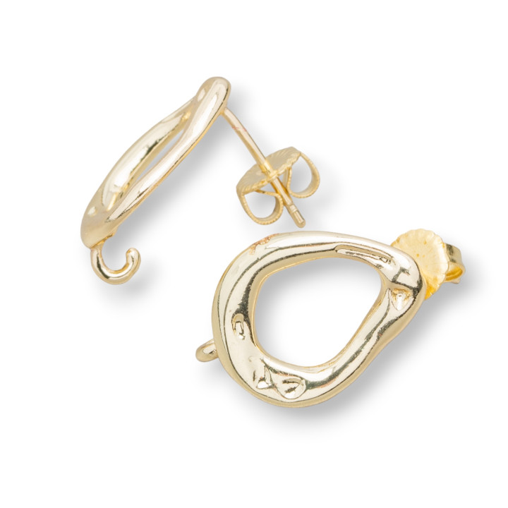 Base For Bronze Stud Earrings Fantasy Drop 13x18mm 7 Pairs Golden