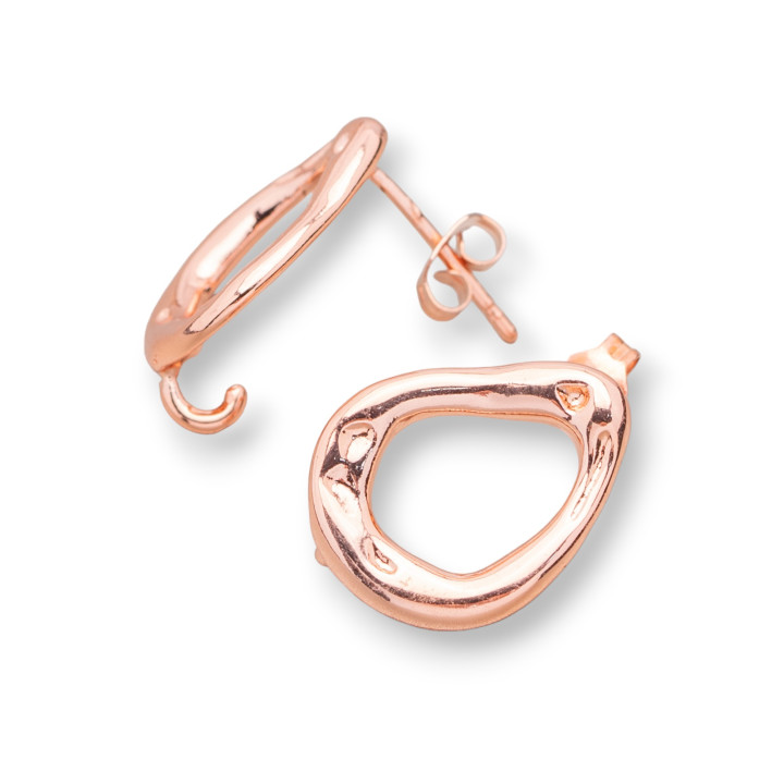 Bronze Stud Earring Base Fancy Drop 13x18mm 7 Pairs Rose Gold