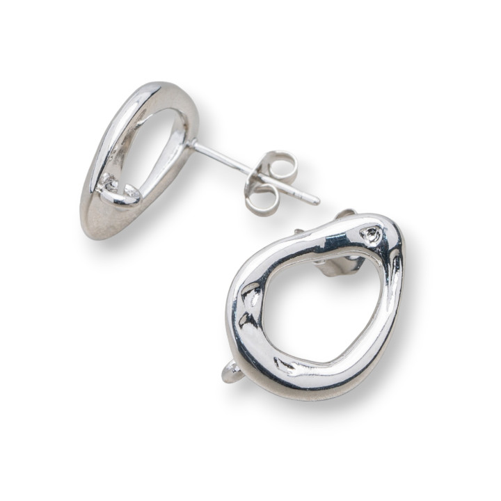 Basis für Ohrstecker aus Bronze Fantasy Drop 13x18mm 7 Paar Rhodium