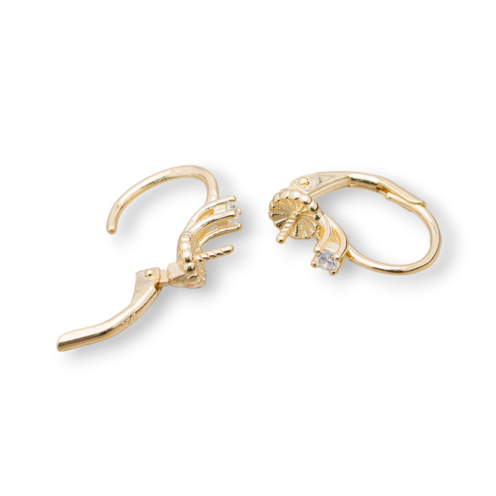 Base For Earrings Of 925 Silver Closed Hook With Light Point 5x15mm 4 Pairs Golden