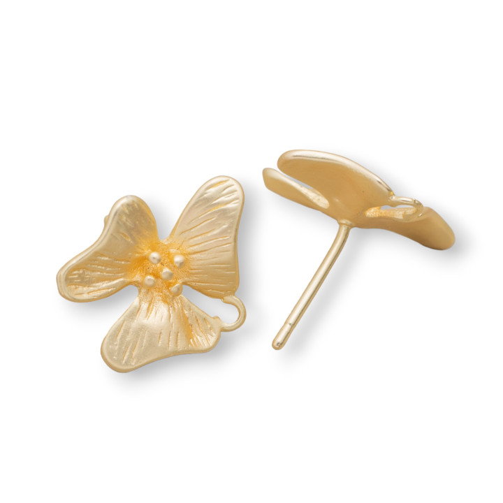 Satin Blume 3 Blütenblätter Bronze Ohrstecker Basen 15x17mm 10 Paar