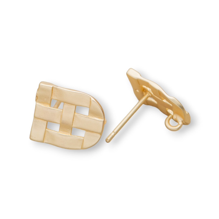 Σατέν ύφανση Bronze Shield Stud Σκουλαρίκια Βάσεις 11x13mm 10 Ζεύγη