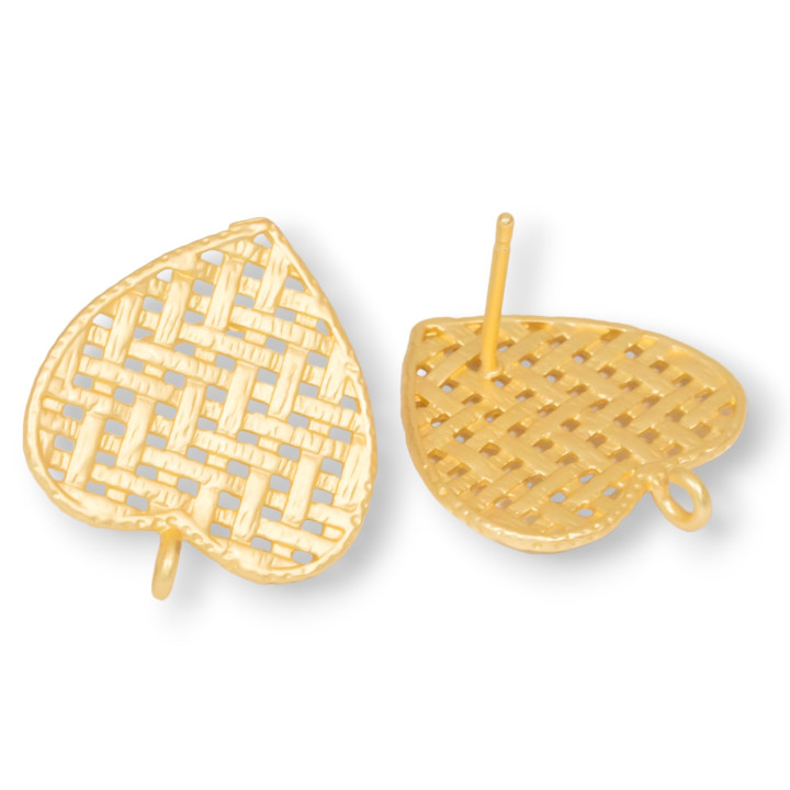Bases para aretes de bronce con corazón trenzado de 19 mm, 10 pares