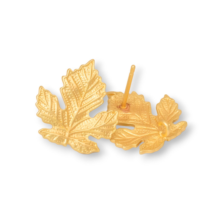 Autumn Leaf Frosted Bronze Stud Earring Bases 17x18mm 10 Pairs
