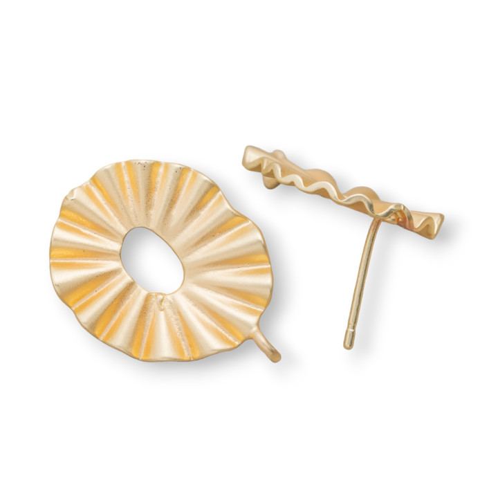 Bases de aretes ovalados de bronce con radios satinados 12x17 mm 10 pares