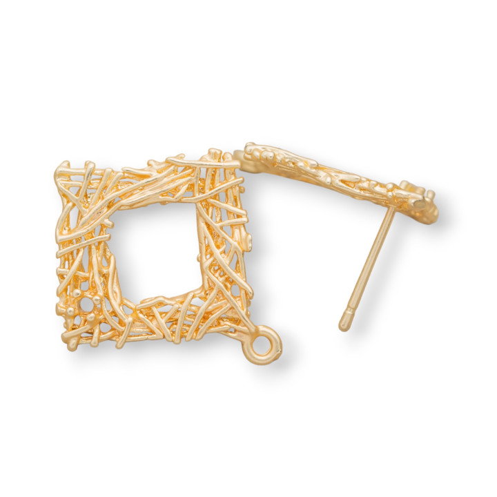 Bronce Satén Perforado Rombo Pendientes Bases 22x25mm 10 Pares