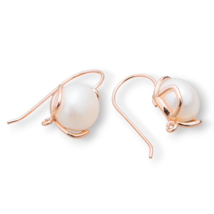 925 Sterling Silber Ohrringe Basen mit Flussperlen 13x24mm 1 Paar Roségold