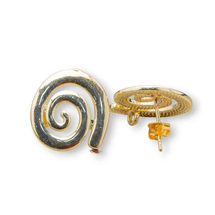 Aretes Bases Bronce Espiral 18x17mm 10 Pares Dorado