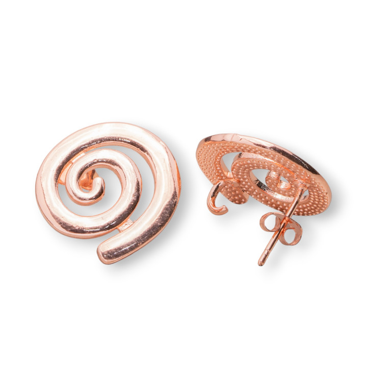 18x17mm Espiral Stud Bronce Aretes Bases 10 Pares Oro Rosa